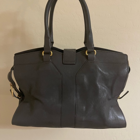 YSL Dark Gray Cabas Chyc Leather Handbag - Picture 6 of 16